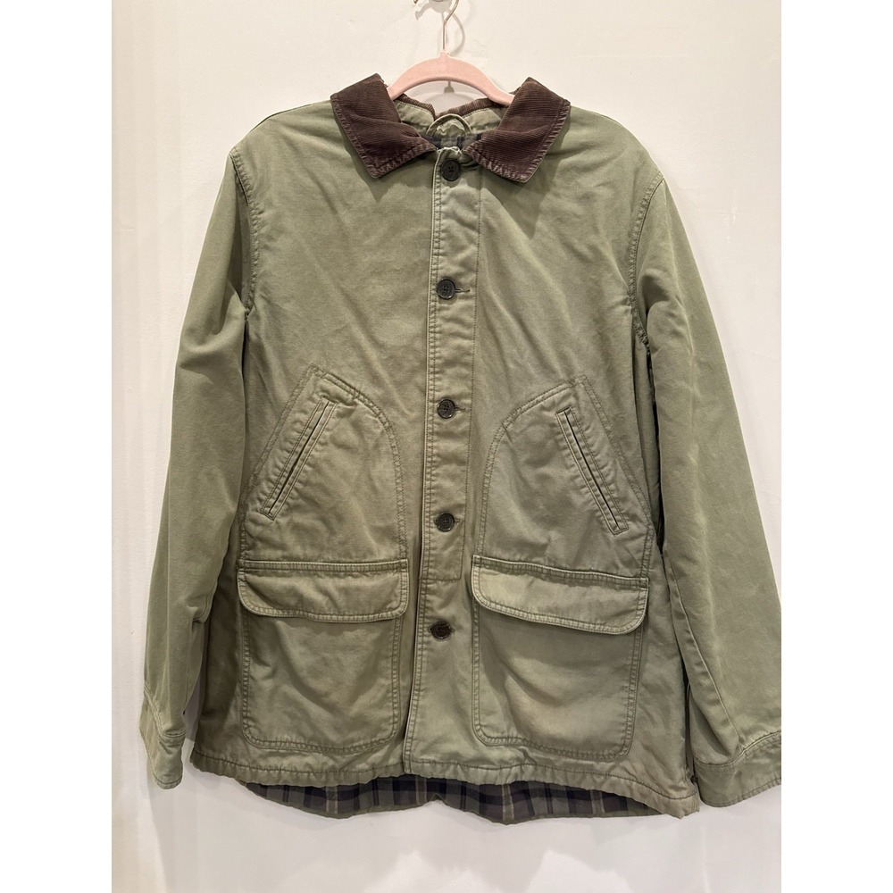 Lands' End Unisex Green Barn Chore Jacket with Corduroy Collar Size Large 42-44